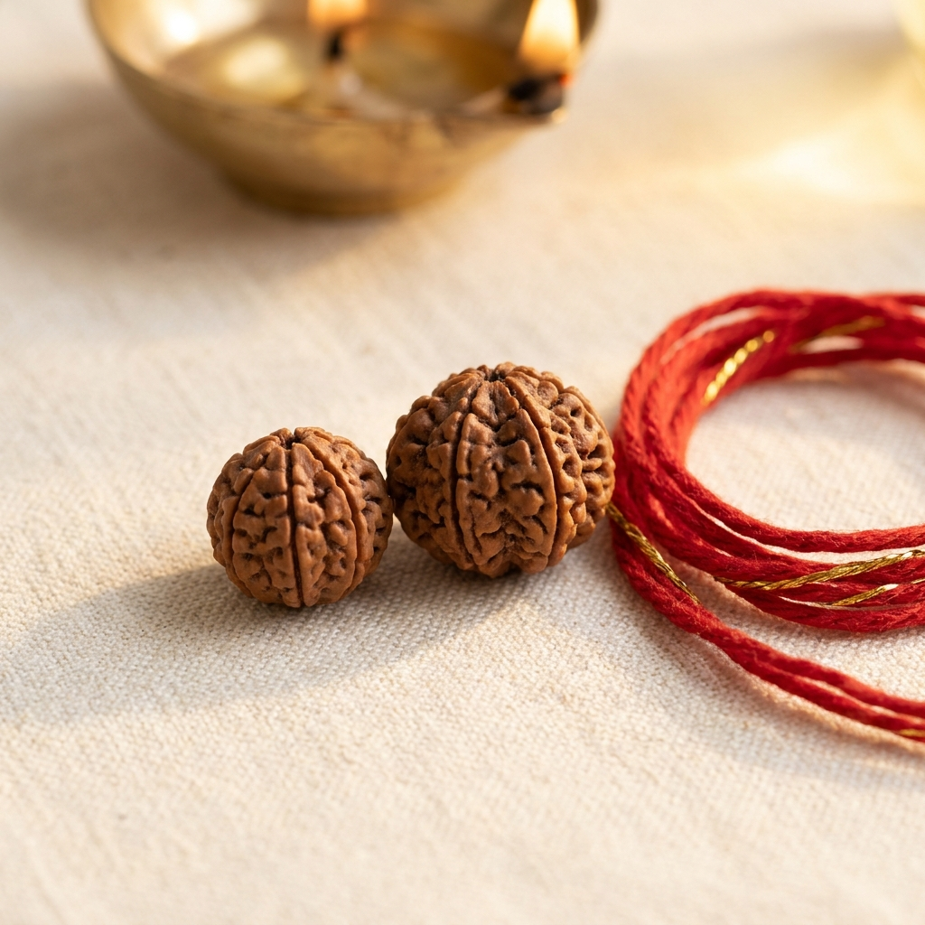7 & 8 Mukhi Rudraksha Pair — Lakshmi & Ganesha Blessings
