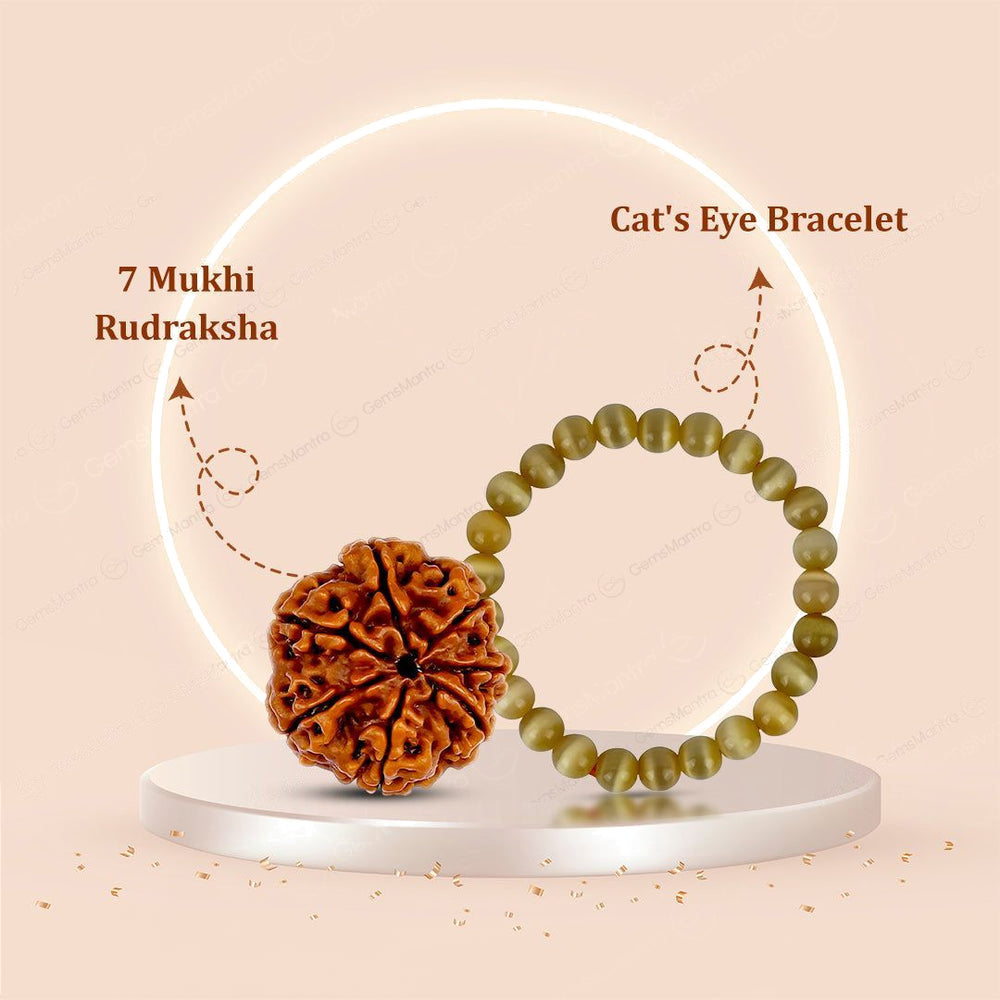7 Mukhi Rudraksha + Cat's Eye Bracelet