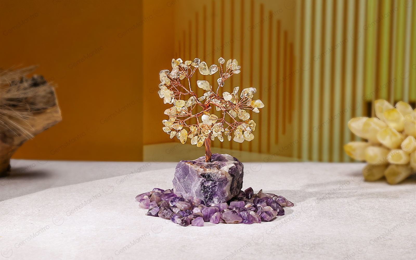 Citrine with Amethyst Cluster Tree – for Vastu