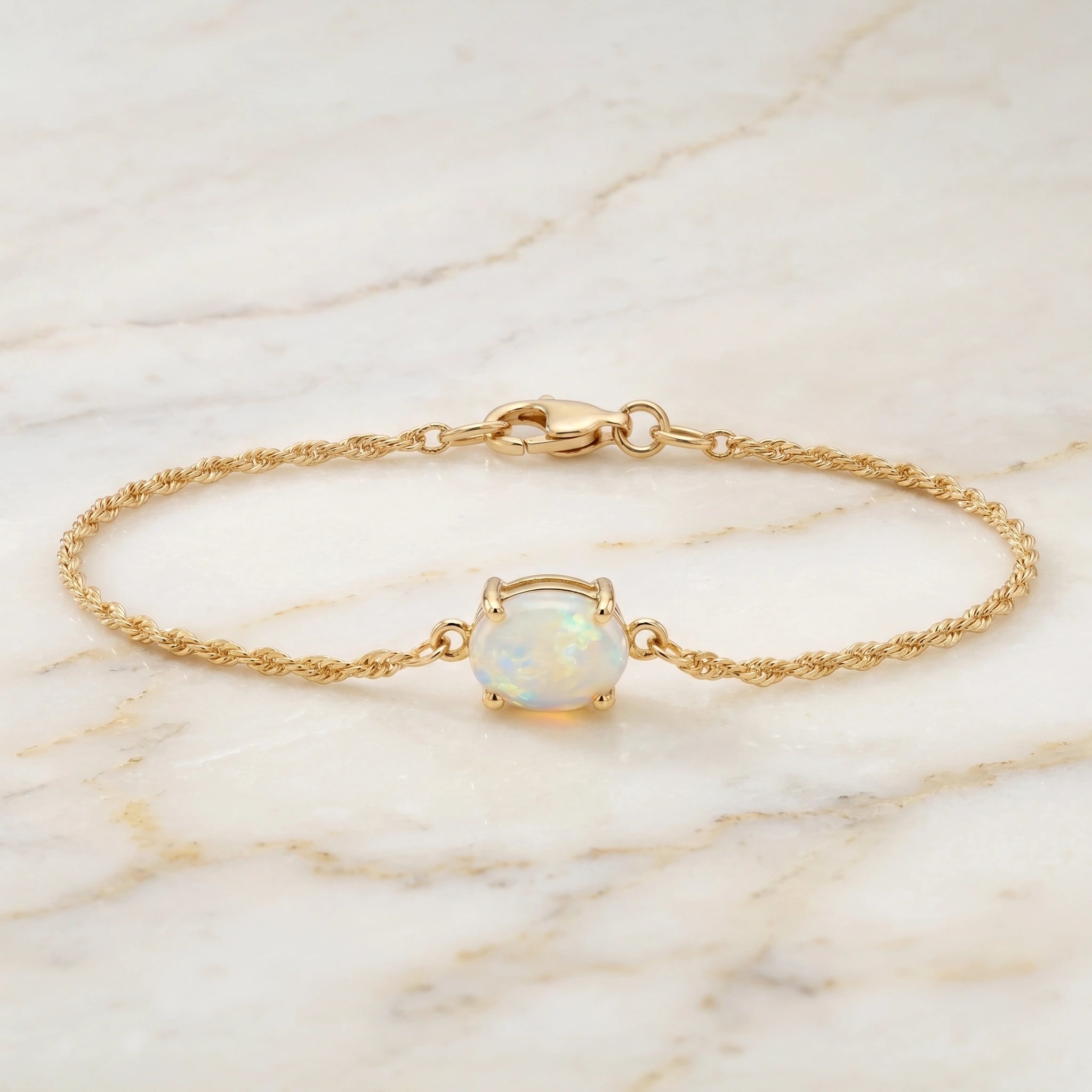 Elegant Cushion Opal Solitaire Bracelet