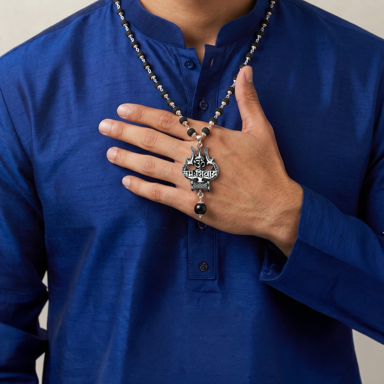 Original Shiv Trishul Karungali Mala (Silver)