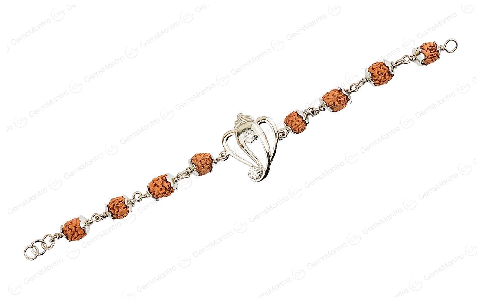 Original 5 Mukhi Rudraksha Silver Ganesh Bracelet for Kids – 4 Beads