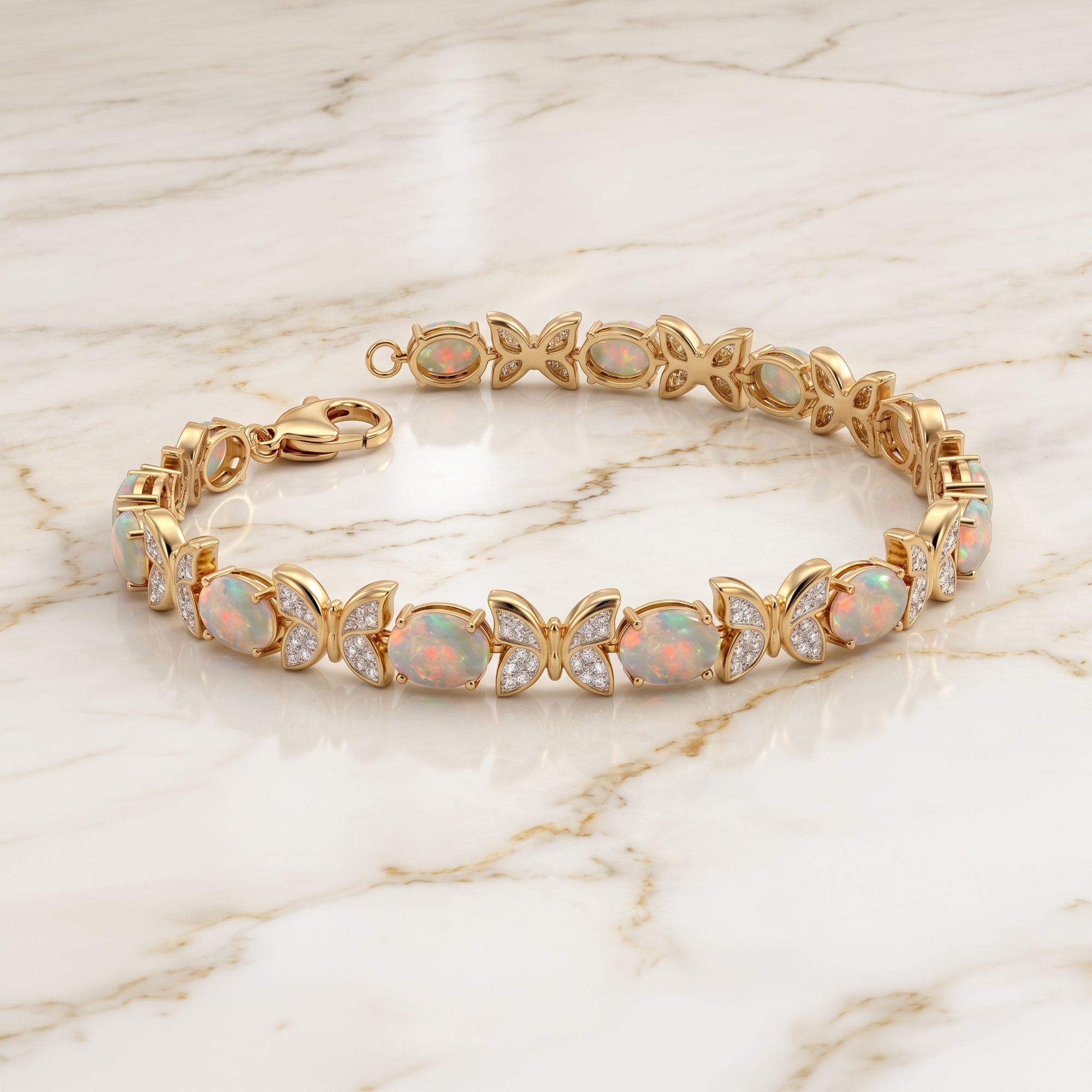 Women's 9KT Gold Opal Butterfly Bracelet